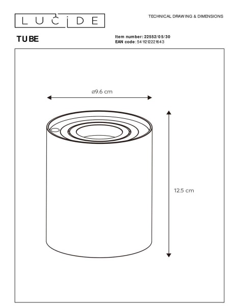 Настольная лампа Lucide Tube 22552/05/30