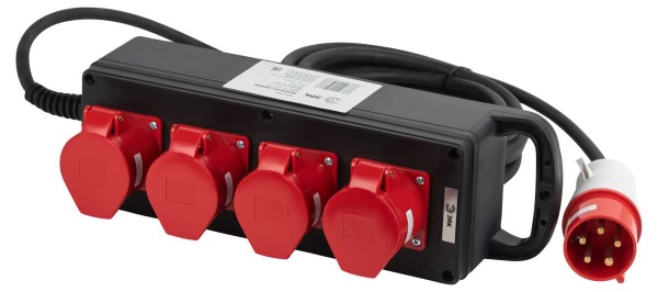 Удлинитель силовой ЭРА IND380-U-4e-5x4-5m-IP44 на 380В на каучуковой колодке 4 розетки 4xCEE 5P 5м КГ 5х4 32A IP44 Б0057318