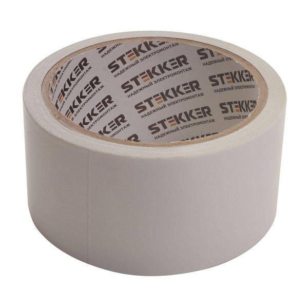 Скотч двусторонний на полипропиленовой основе Stekker INTP6-48-10 48мм*10м, прозрачный, белая подложка 39147