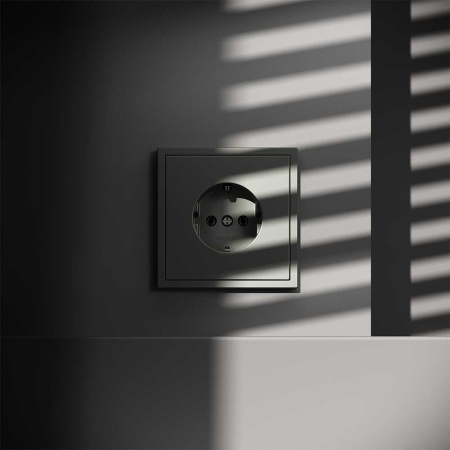 Розетка встраиваемая Voltum S70 с заземлением 16А, (титан) VLS040106