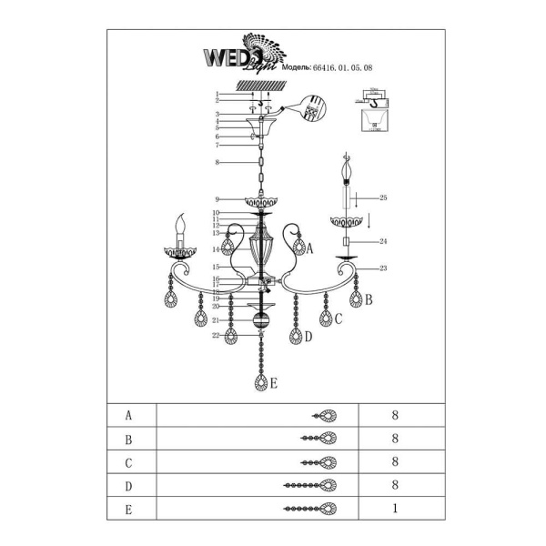 Подвесная люстра Seven Fires Modolo 66416.01.05.08