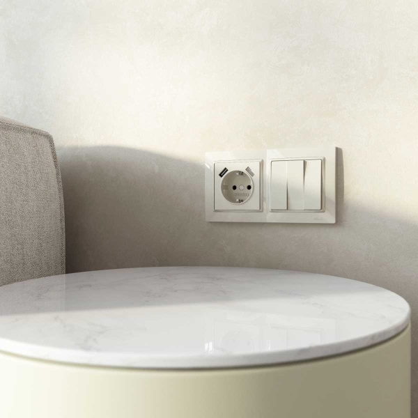 Выключатель Werkel одноклавишный проходной слоновая кость W1112003 4690389155567