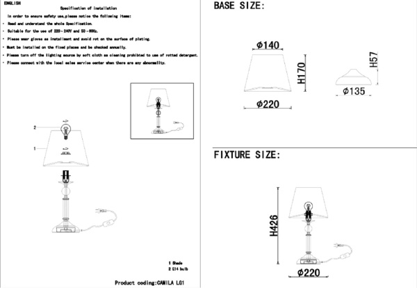 Настольная лампа Crystal Lux Camila LG1 Gold