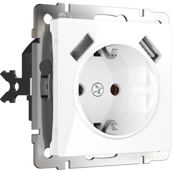 Розетка с заземлением, шторками и USBх2 Werkel белый W1171501 4690389155345 Розетка с заземлением, шторками и USBх2 Werkel белый W1171501 4690389155345