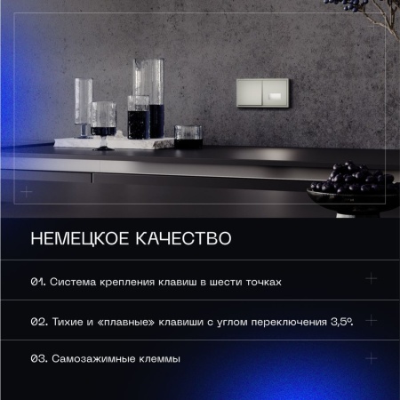 Выключатель встраиваемый Voltum S70 одноклавишный 10А, (шелк) VLS010104