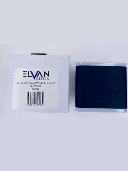 Уличный настенный светодиодный светильник Elvan GW-6080S-6W-WW-BK