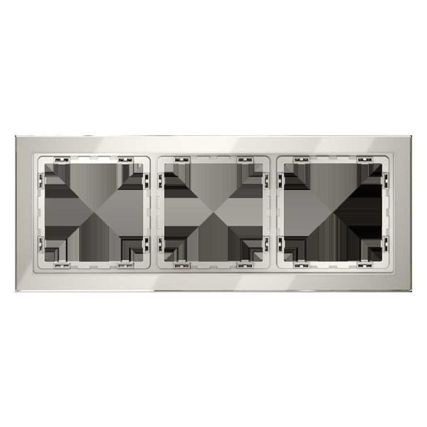 Рамка стеклянная Voltum S70 на 3 поста, (кашемир, стекло) VLS110303