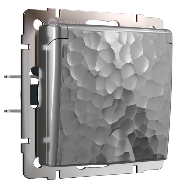 Розетка Werkel Hammer влагозащищенная с заземлением с защитой крышкой и шторками серебряный W1271206 4690389162862 Розетка Werkel Hammer влагозащищенная с заземлением с защитой крышкой и шторками серебряный W1271206 4690389162862