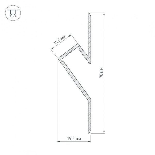 Профиль Arlight ARH-DECORE-S12-CAVE-F-2000 ANOD 023902
