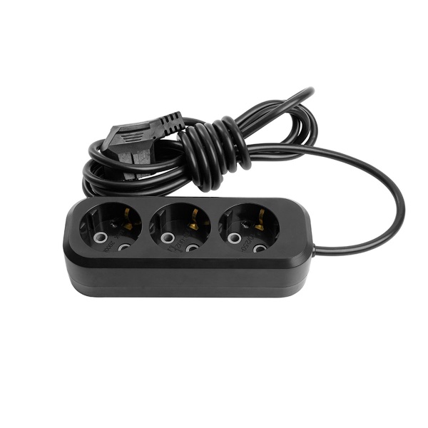 Удлинитель 3-местный б/з Stekker, HM01-30-03, 3м, 3x0,75 Home (У10-430), черный 50419