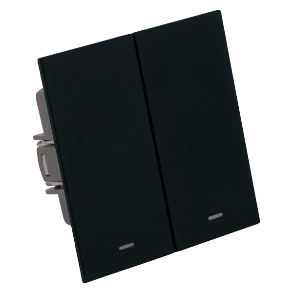 Выключатель 2-клавишный c индикатором (механизм), Stekker, 250В, 10А Мия, RSW10-3102-05, черный бархат 50446