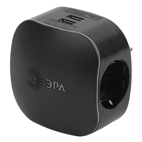 Сетевой разветвитель ЭРА 2xUSB SP-3e-USB-Black Б0046364 Сетевой разветвитель ЭРА 2xUSB SP-3e-USB-Black Б0046364