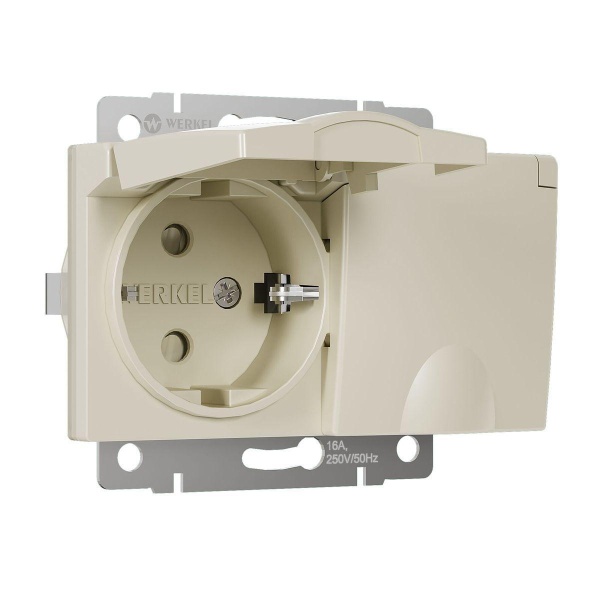 Розетка двойная влагозащищенная с заземлением с защитной крышкой и шторками Werkel слоновая кость W1172203 4690389178078 Розетка двойная влагозащищенная с заземлением с защитной крышкой и шторками Werkel слоновая кость W1172203 4690389178078