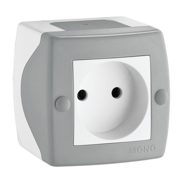 Розетка 2К Mono Electric Octans IP20 16A 250V винтовое подключение бело-серый 104-020006-116 Розетка 2К Mono Electric Octans IP20 16A 250V винтовое подключение бело-серый 104-020006-116