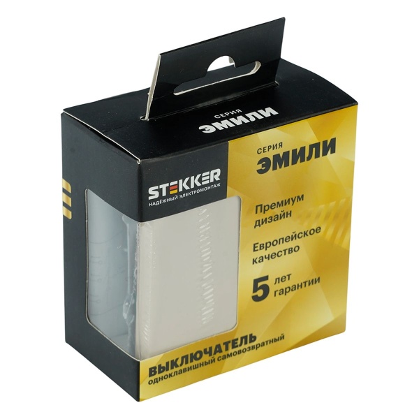 Выключатель 1-клавишный самовозвратный (механизм), Stekker, 250В, 10А Эмили, RSW10-5112-08, кашемир, soft touch 50364