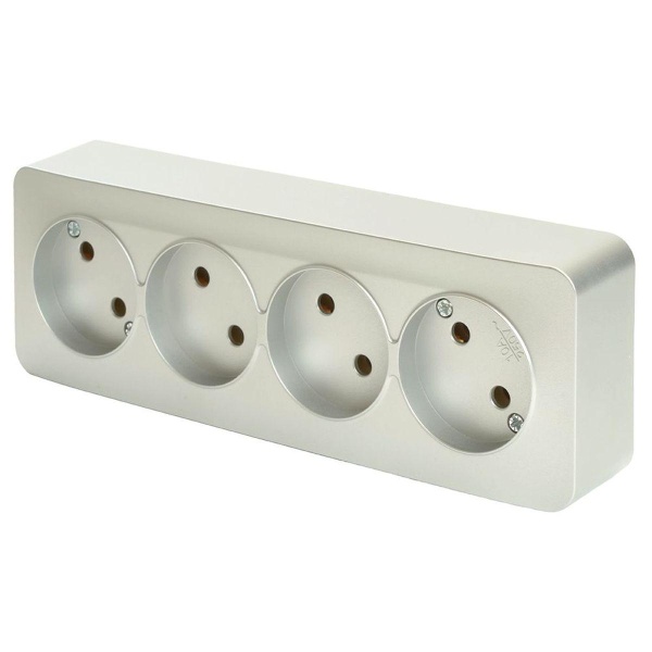 Розетка четырехместная 2P Stekker София серебро MST10-14-03 49331