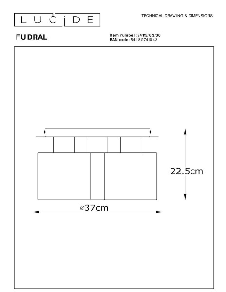 Потолочная люстра Lucide Fudral 74115/03/30