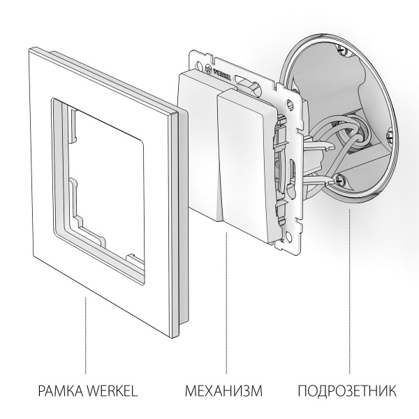 Выключатель двухклавишный Werkel cеребряный рифленый W1120009 4690389157592
