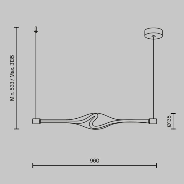 Подвесной светодиодный светильник Maytoni Loop MOD290PL-L23BS3K