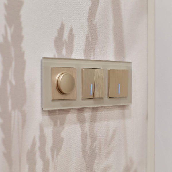 Выключатель Werkel двухклавишный проходной с подсветкой шампань рифленый W1122110 4690389160257