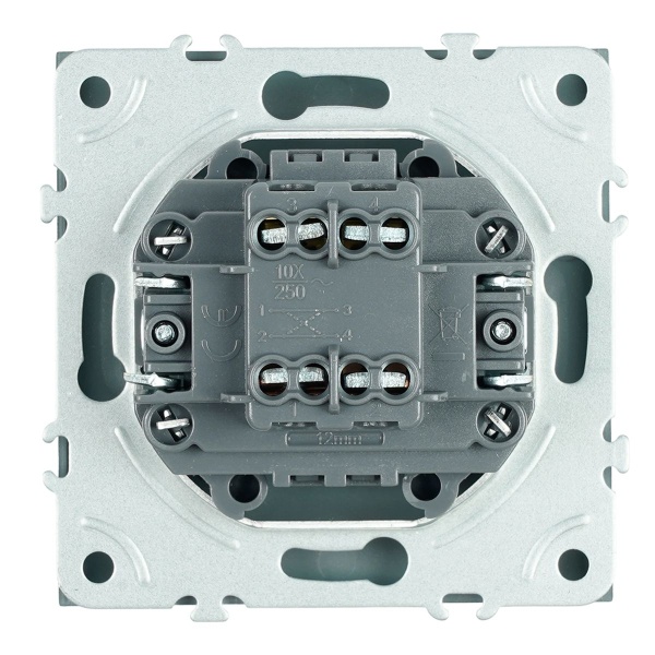 Переключатель перекрестный 1-клавишный (механизм), Stekker, 250В, 10А Эмили, RSW10-5110-09, антрацит, soft touch 49923