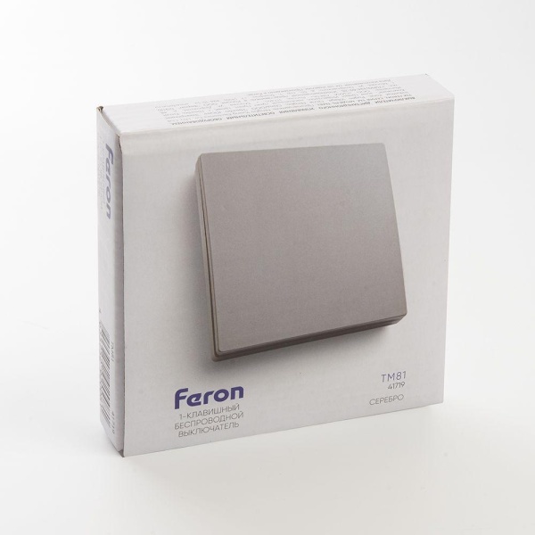 Выключатель одноклавишный беспроводной Feron Smart серебро TM181 41719 Выключатель одноклавишный беспроводной Feron Smart серебро TM181 41719
