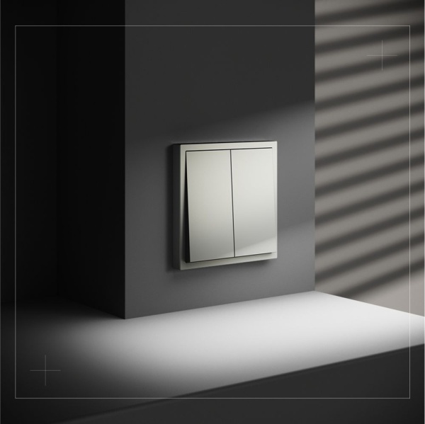 Выключатель встраиваемый Voltum S70 двухклавишный 10А, (сталь) VLS020105