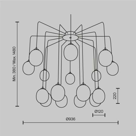 Подвесная люстра Maytoni Branch MOD176PL-16G
