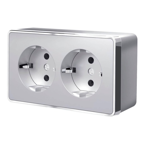 Розетка двойная с заземлением Werkel Gallant серебряный W5072106 4690389167188 Розетка двойная с заземлением Werkel Gallant серебряный W5072106 4690389167188