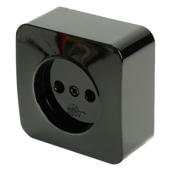 Розетка 2P Stekker София черный MST10-11-02 49313