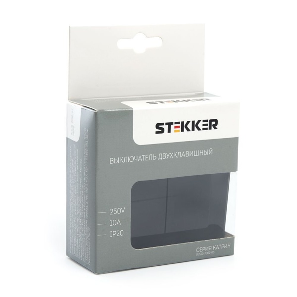 Выключатель двухклавишный Stekker Катрин черный GLS10-7004-05 39506