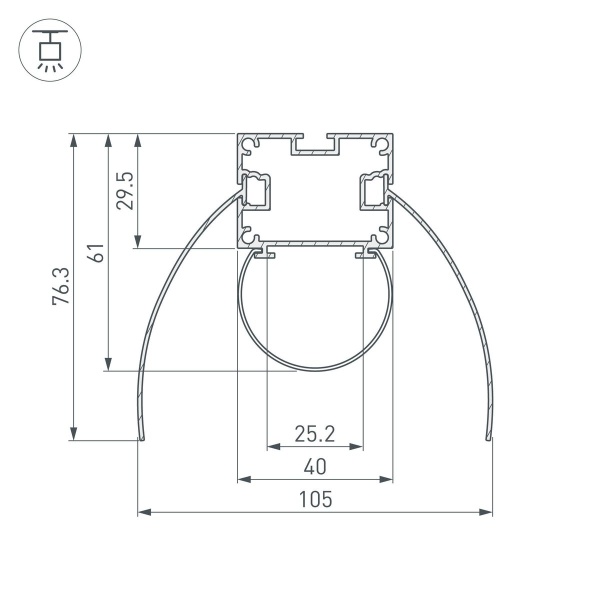 Профиль Arlight ARH-Power-W154-F-Comfort-2000 Anod 036343