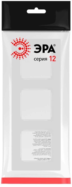 Рамка для розеток и выключателей ЭРА Серия 12 12-5203-01 на 3 поста, Классик, белый Б0067719