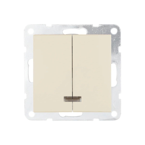 Выключатель двухклавишный LK Studio LK80 c подсветкой бежевый матовый 841202-1 Выключатель двухклавишный LK Studio LK80 c подсветкой бежевый матовый 841202-1