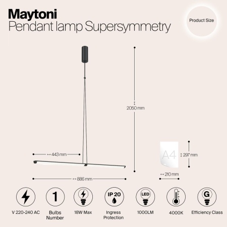 Подвесной светодиодный светильник Maytoni Supersymmetry P096PL-L11BK1