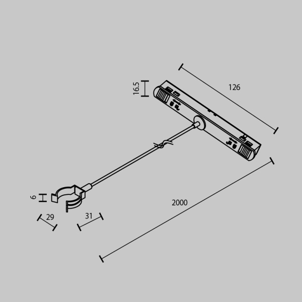 Коннектор с тросовым подвесом Tau в шинопровод Gravity Maytoni Technical TRA101SWT-2BB