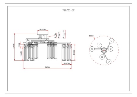 Потолочная люстра Moderli Everly V10753-6C
