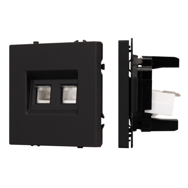 Механизм сдвоенной компьютерной розетки SCT-NOBE-MPC2-SFPL-BK (RJ-45, CAT6) Arlight 054313