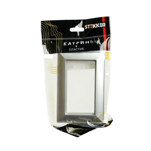 Рамка 2-местная (без перемычки), пластик, Stekker, PFR00-7012-03 Катрин, серебро 50048