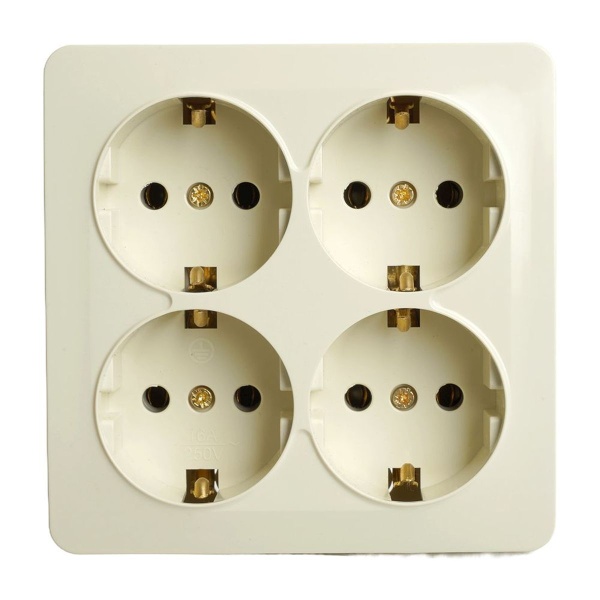Розетка 4-местная 2P+PE Stekker София слоновая кость MST16-14S-04 49509