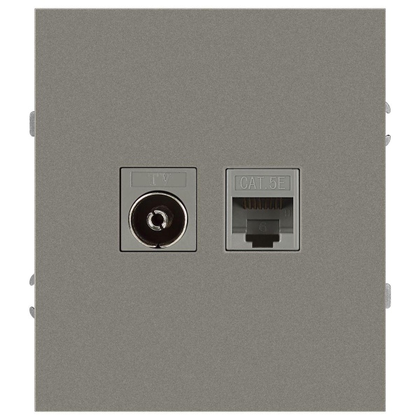 Розетка ЭРА Arktik 16-3110-07 комбинированная RJ45+TV титан Б0070500