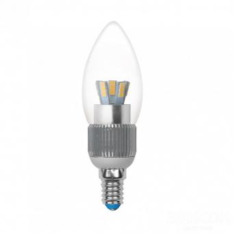 Лампа светодиодная диммируемая Uniel E14 5W 3000K свеча прозрачная LED-C37P-5W/WW/E14/CL/DIM 08745