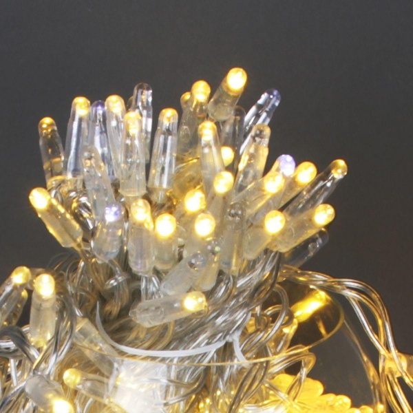 Уличная светодиодная гирлянда Sneha нить 230V теплый белый мерцающий A-047C WW/WT FLASH