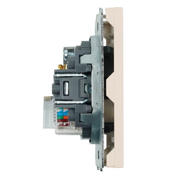 Розетка TV + компьютерная RJ-45 (механизм), Stekker Эмили, RST00-5106-08, кашемир, soft touch 49898