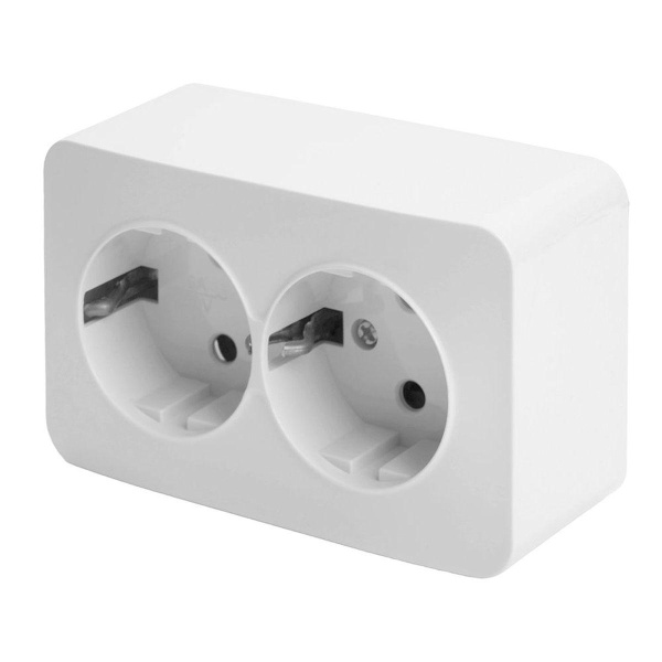 Розетка двойная 2P+PE Stekker София белый MST16-12-01 49304