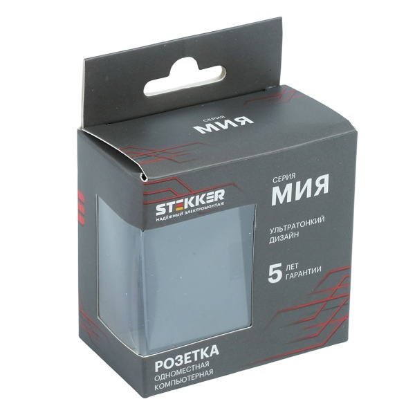 Розетка компьютерная 1-местная RJ-45 (механизм) Stekker Мия RST00-3117-05 черный бархат 50450