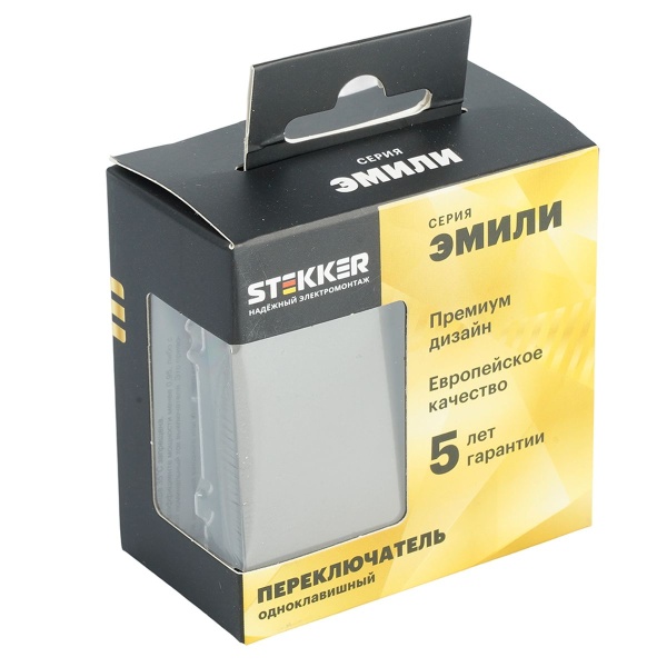 Переключатель 1-клавишный (механизм), Stekker, 250В, 10A Эмили, RSW10-5105-09, антрацит, soft touch 49919