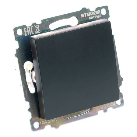 Переключатель одноклавишный Stekker Катрин черный GLS10-7105-05 39604