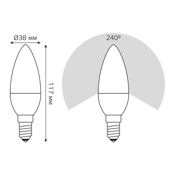 Лампа светодиодная Gauss E14 6.5W 4100К матовая 103101207