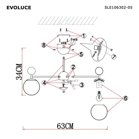 Подвесная люстра Evoluce Pechio SLE106302-05